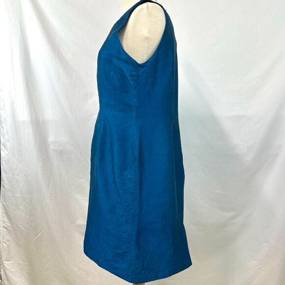 WORTHINGTON 100% Silk Teal Floral Sheath Dress Cocktail Womens 12P Embroidered - Picture 3 of 5